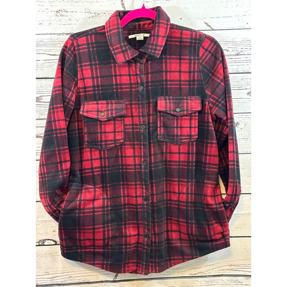 O'Neill Tops - Women's O'Neill Red Black Plaid Fleece Button Down Shirt Size M